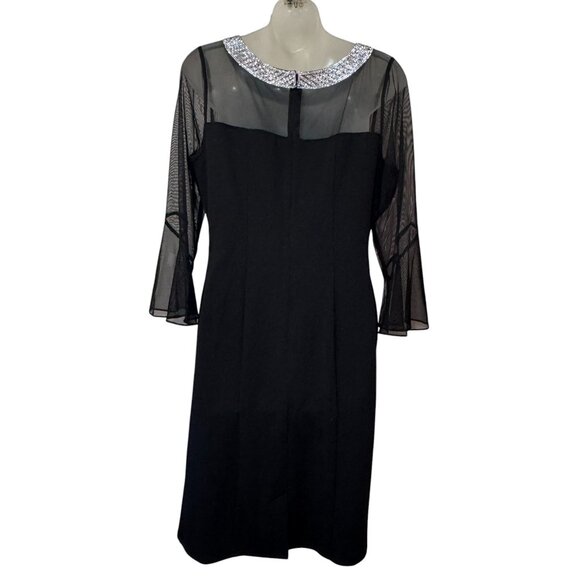 $199 Alex Evenings Embellished Illusion Sheath Dress, BLACK size 8 New - Picture 6 of 8